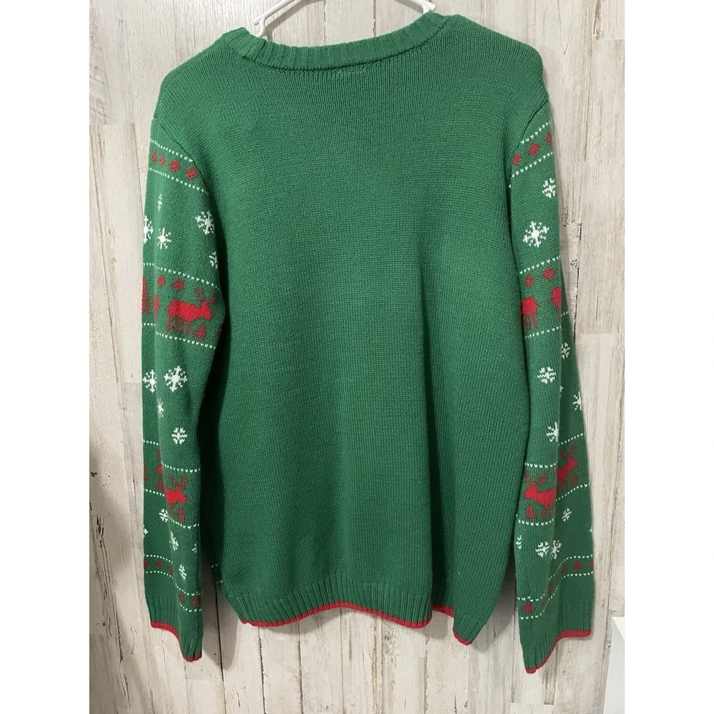 Holiday Time‎ French Bulldog Santa Paws Ugly Christmas Sweater Green XXL